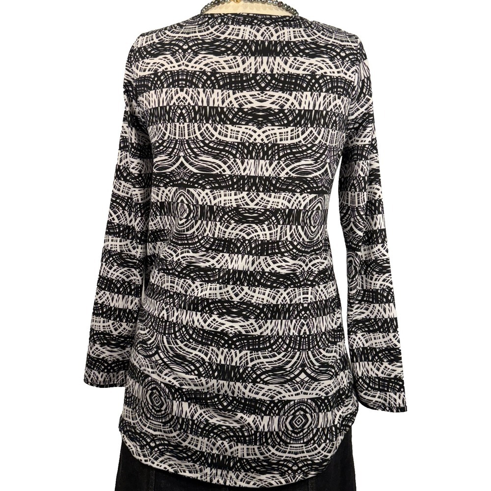 Celestial Print Tunic Blouse Black White Women's Medium Whimsigoth Soft Grunge - Picture 4 of 9